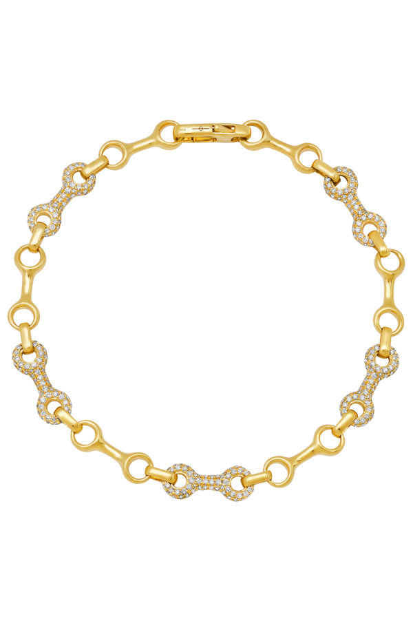 15 MM Double Beam Alterno Chain Bracelet with Pave Links