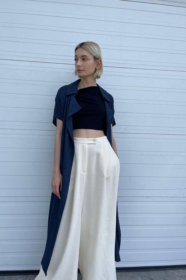 Herringbone Pants in Ivory