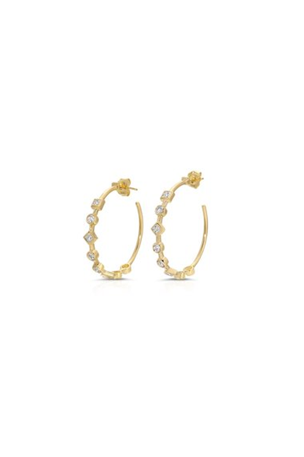 Diamond Mix Gold Hoops