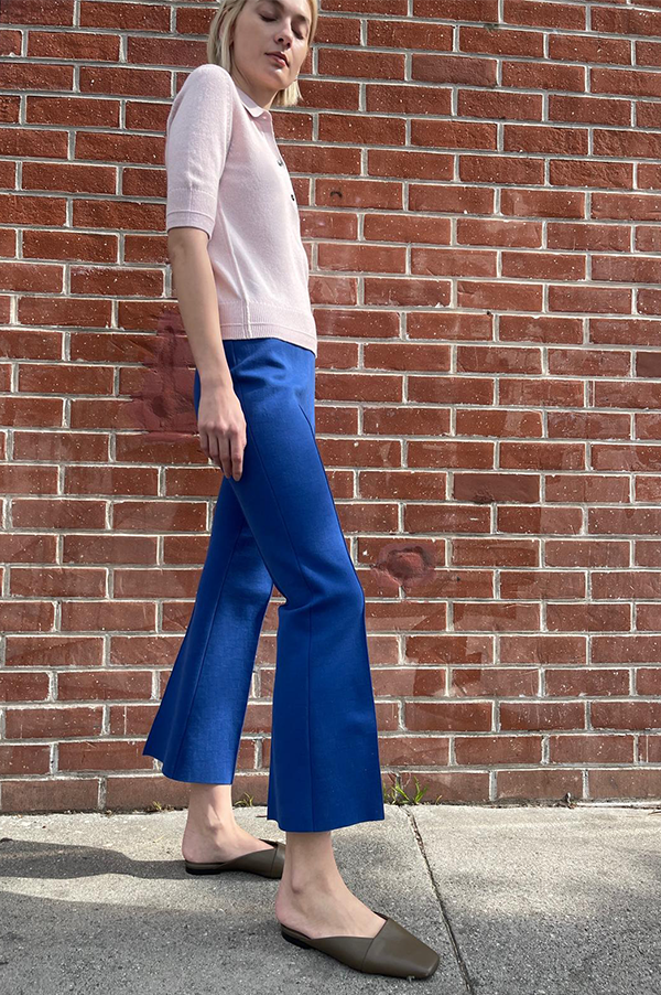 Kick Stretch-Cotton Pants in Subtle Jacquard Royal