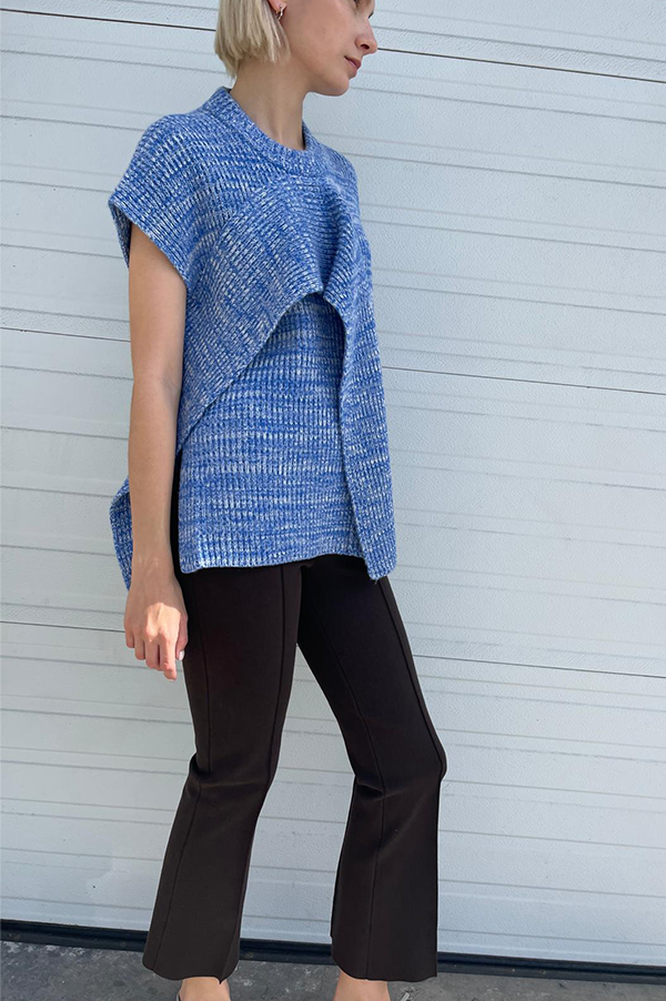 Kouri Sleeveless Knit Top in Blue Melange