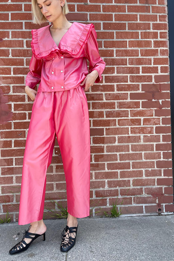 Chelsea Mak silk Lexy pant in rose 