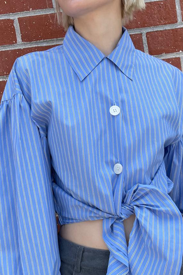 Chelsea Mak Lockhart cotton top in cerulean stripe