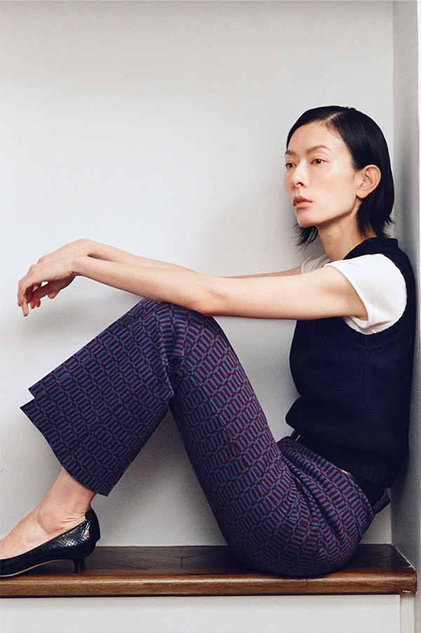 Geo Jacquard Pants In Purple Combo