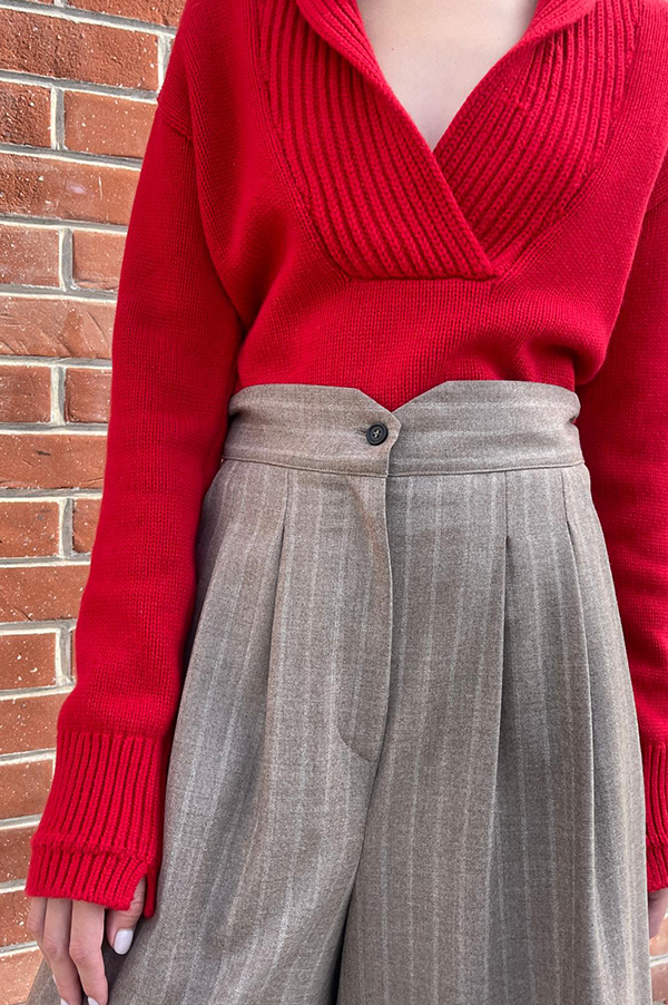 Shawl Collar Sweater in Red Lacquer