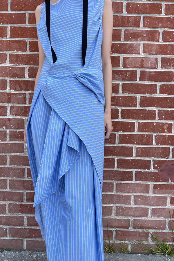 Chelsea mak sylvan cotton Dress in Cerulean stripe