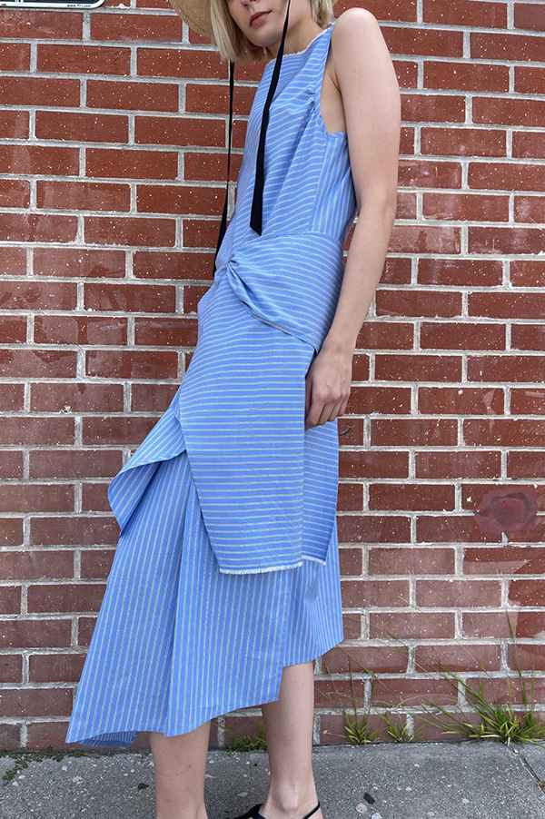 Chelsea mak sylvan cotton Dress in Cerulean stripe