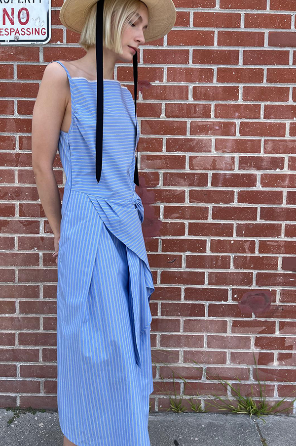 Chelsea mak sylvan cotton Dress in Cerulean stripe