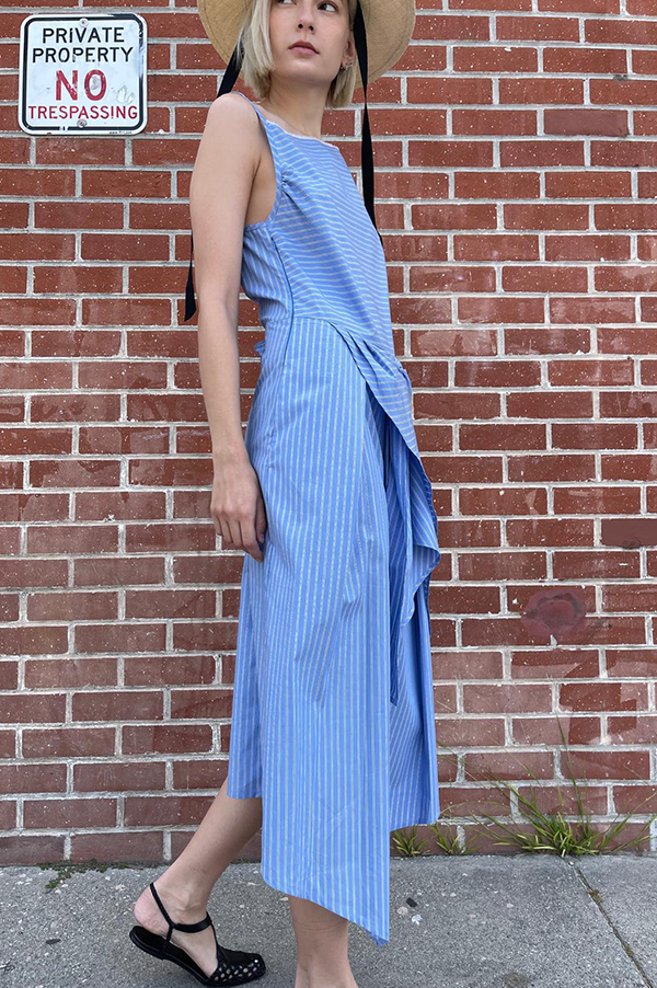 Chelsea mak sylvan cotton Dress in Cerulean stripe