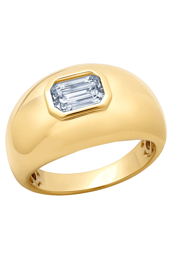 Medium Balloon Ring with Baguette Diamond