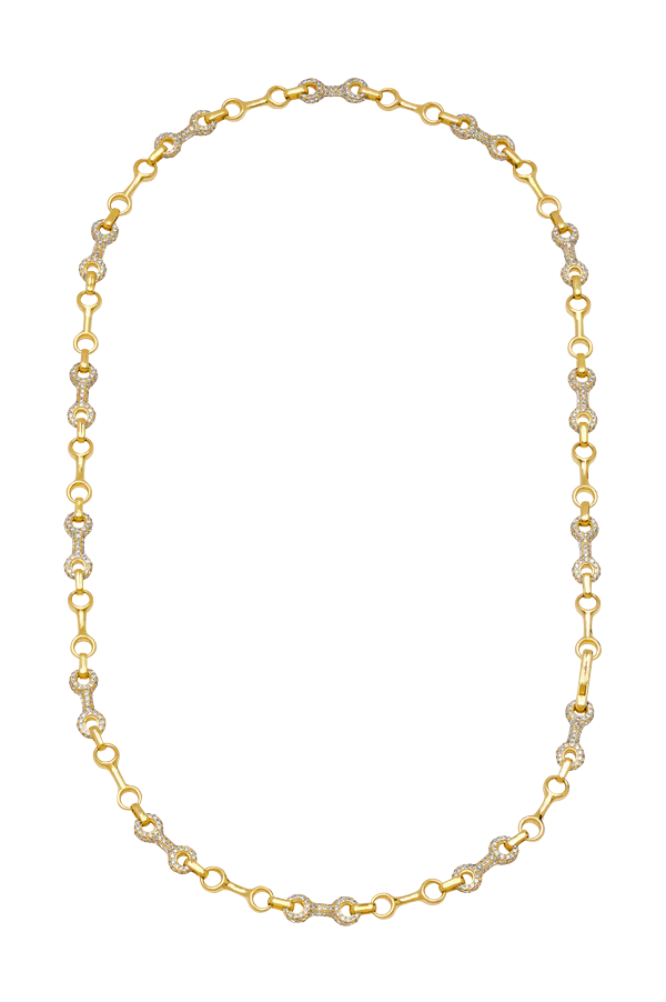 15 MM Double Beam Alterno Chain Necklace with Pavé Links