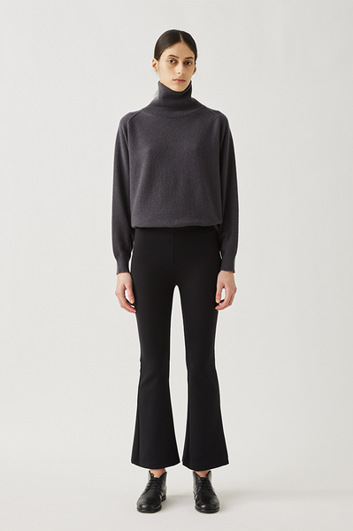 Neoprene Flared Crop Pants in Black - S